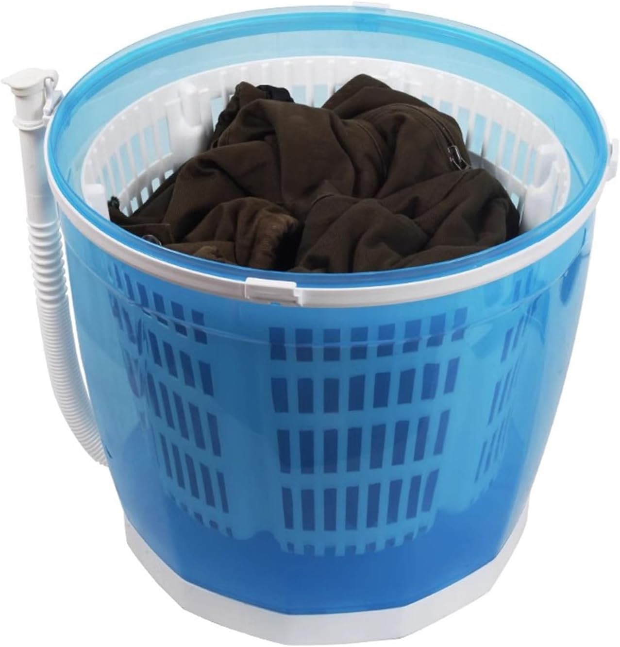 Camping Portable Mini Manual Washing Machine, Powerful Washer for Apartment, RV, Socks, Baby Clothes Or Small Items, Single Translucent Tub Blue