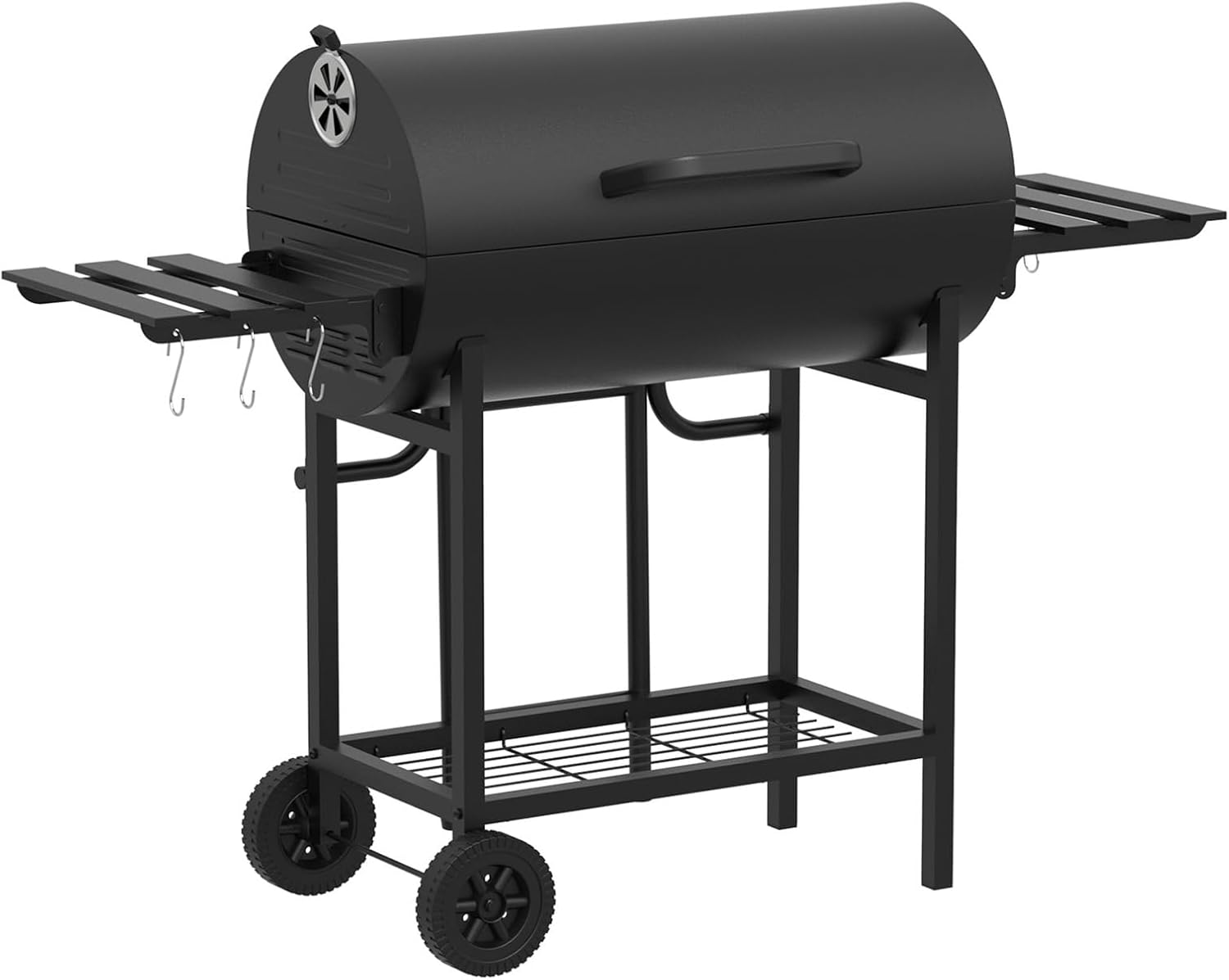 Extra Large Charcoal Barbecue Grill, 871 Sq. In. Cooking Space, Outdoor Barrel BBQ Grill with 2 Foldable Side Tables for Outdoor Backyard Patio Picnic Parties Camping, Black