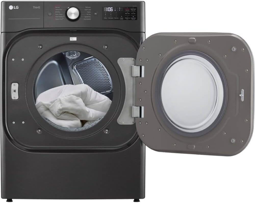 9.0 cu. ft. Vented Smart Stackable Electric Dryer in Black Steel with TurboSteam and Sensor Dry Technology