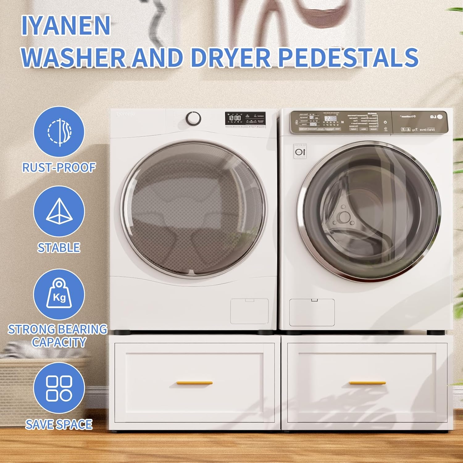 2 Pack Metal Washer and Dryer Pedestals, 28