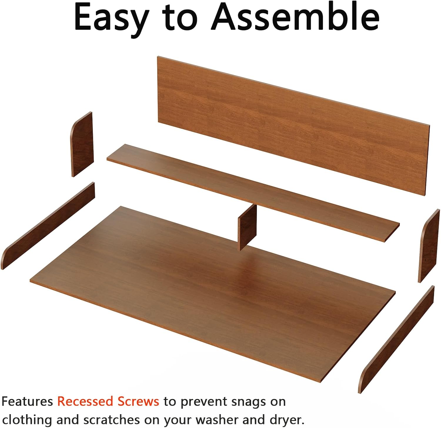 Fabuday 2-Tier Wood Washer Dryer Countertop with Shelf - Two Layers Laundry Topper for Storage & Organization, 54''x27.5''x11.9'' Counter Table with Edge Over Washing & Dryer, Satin Walnut Finish