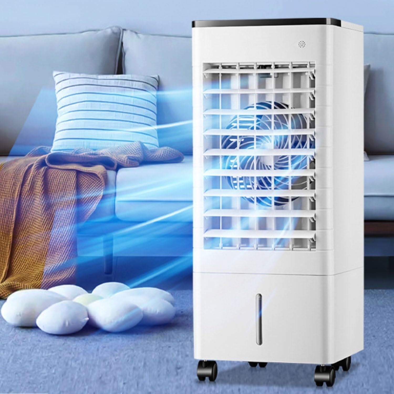 Portable Air Conditioner, 3-IN-1 Evaporative Air Cooler with Remote, 9L Tank, 4 Ice Packs, 3 Speeds, 15H Timer for Bedroom, Home, Office