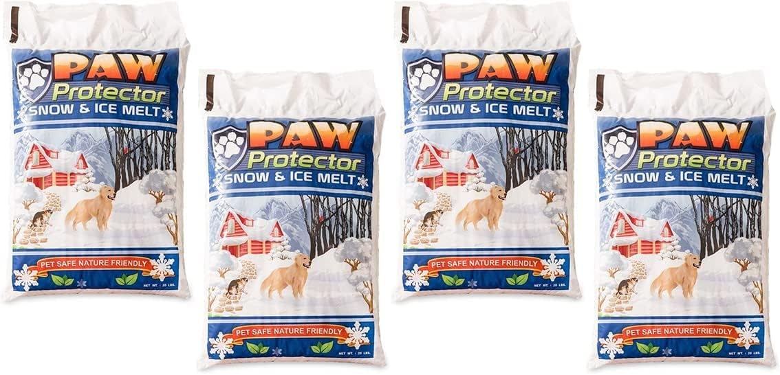 Paw Protector Pet Friendly Ice Melt (Four 20 LB Bags) - Our Driveway and Sidewalk Deicer Will Keep Your Pets and Children Safe in The Harshest of Conditions