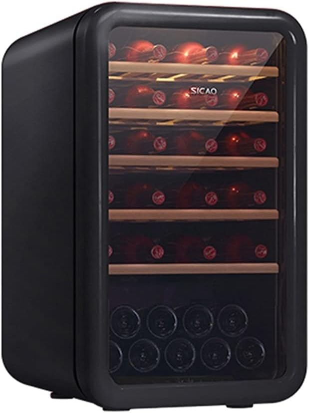 35-Bottle Wine Cooler, Home Independent Wine Cellar, Digital Display Constant Temperature Wine Cooler, Retro Refrigerator, Beverage Ice Bar, 48.5*64*82.7cm, Black