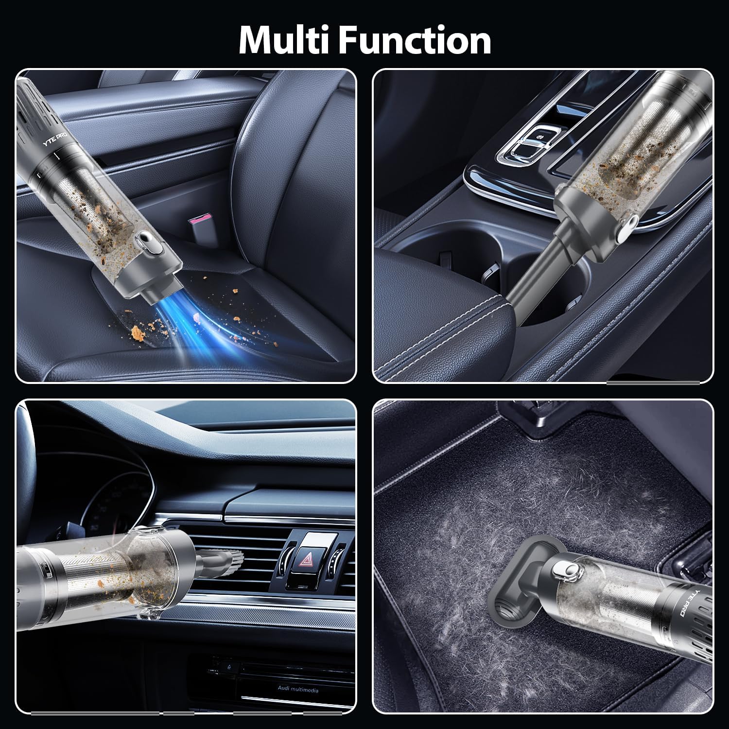 Handheld Vacuum Cordless 25000Pa Car Vacuum 3-in-1 Handheld Vacuum, Includes Smart Display and Charging Base Hand Vac Cordless Rechargeable One-Touch Empty for Home/Pet/Car (Silver)