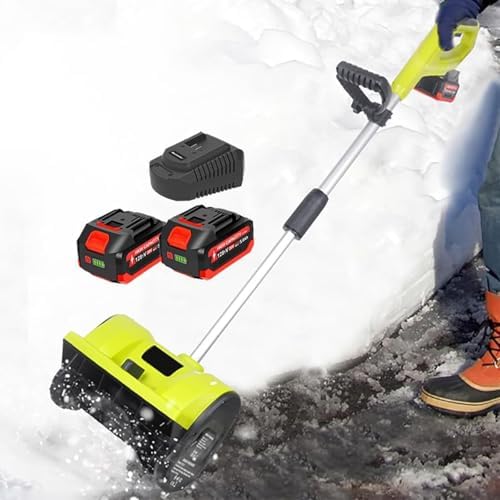 Cordless Snow Plow - Portable Electric Snow Shovel with 2 Battery, Outdoor Rechargeable Snow Blower with Adjustable Direction Spiral Propeller, Snow Thrower 8m Throwing Distance, for Roads D