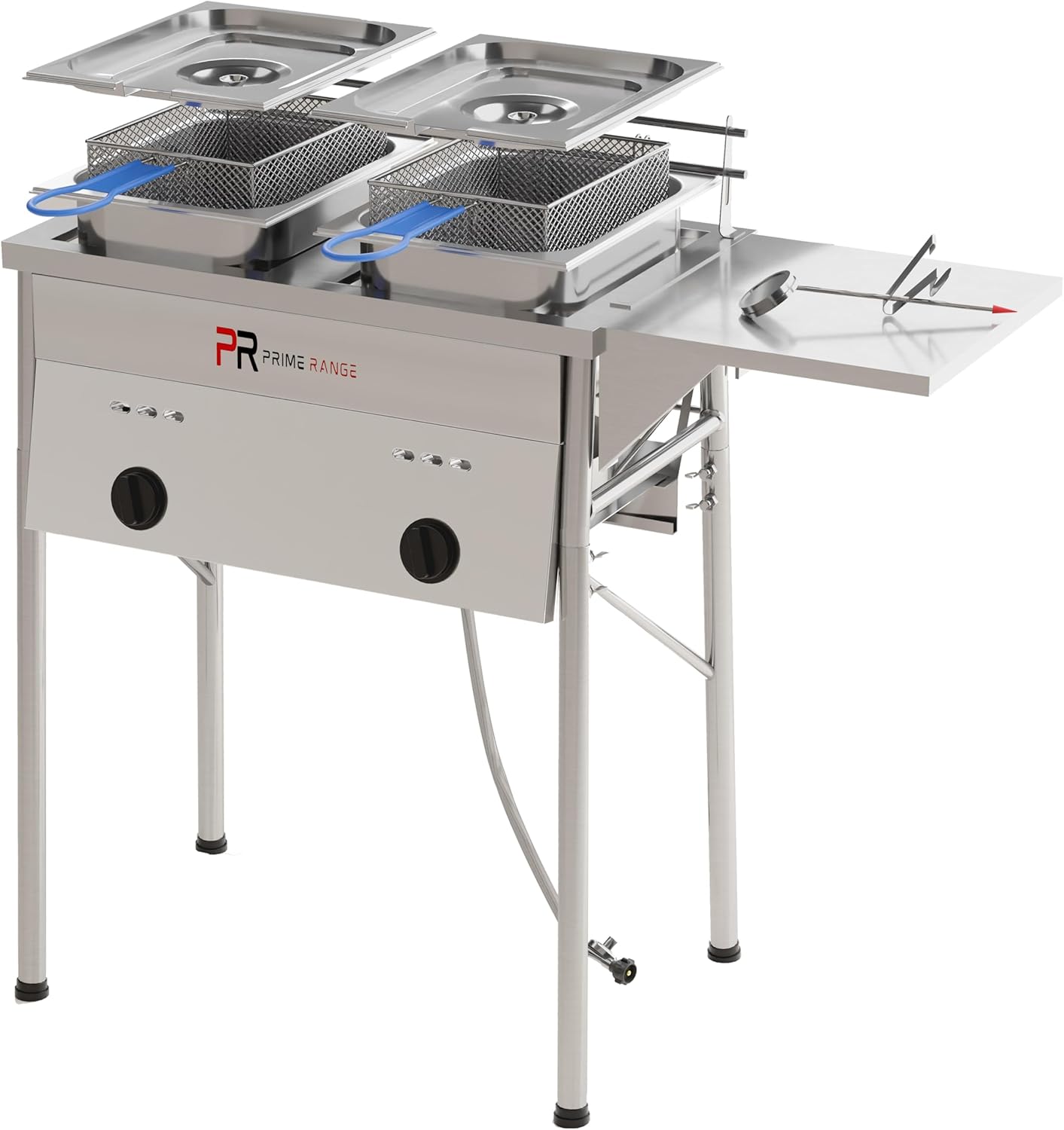 Dual-Tank Propane Deep Fryer – Outdoor Stainless Steel Fryer with High-Output Burners, Large Oil Capacity & Precision Temperature Control – Perfect for Backyard BBQ, Camping & Food Trucks