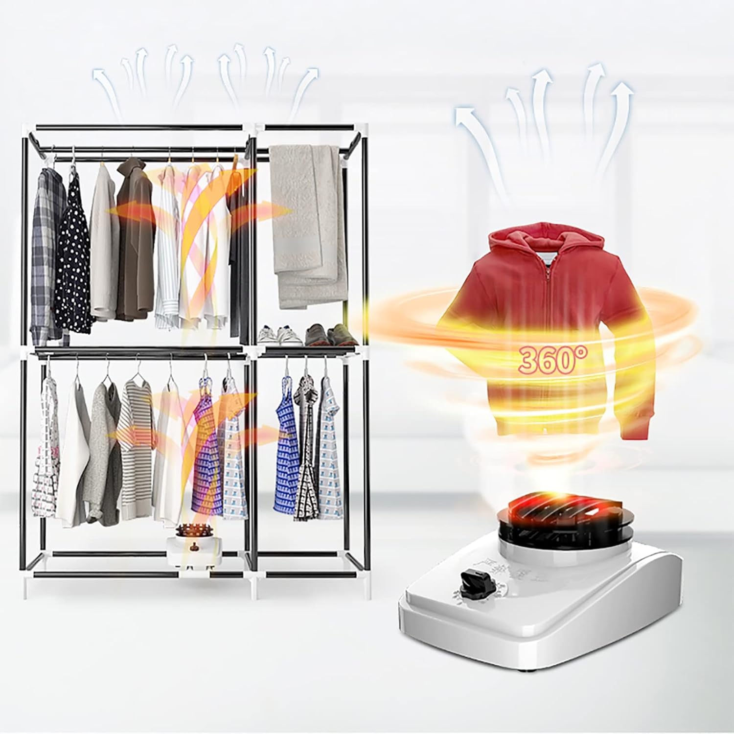 Portable Clothes Airer, Silent Electric Warm Air Dryer Clothes Drying Rack Machine, 850W Heated Clothes Dryer with Timing, 30kg Large Capacity Double Layer Dryer for Home Apartment Commercial The New