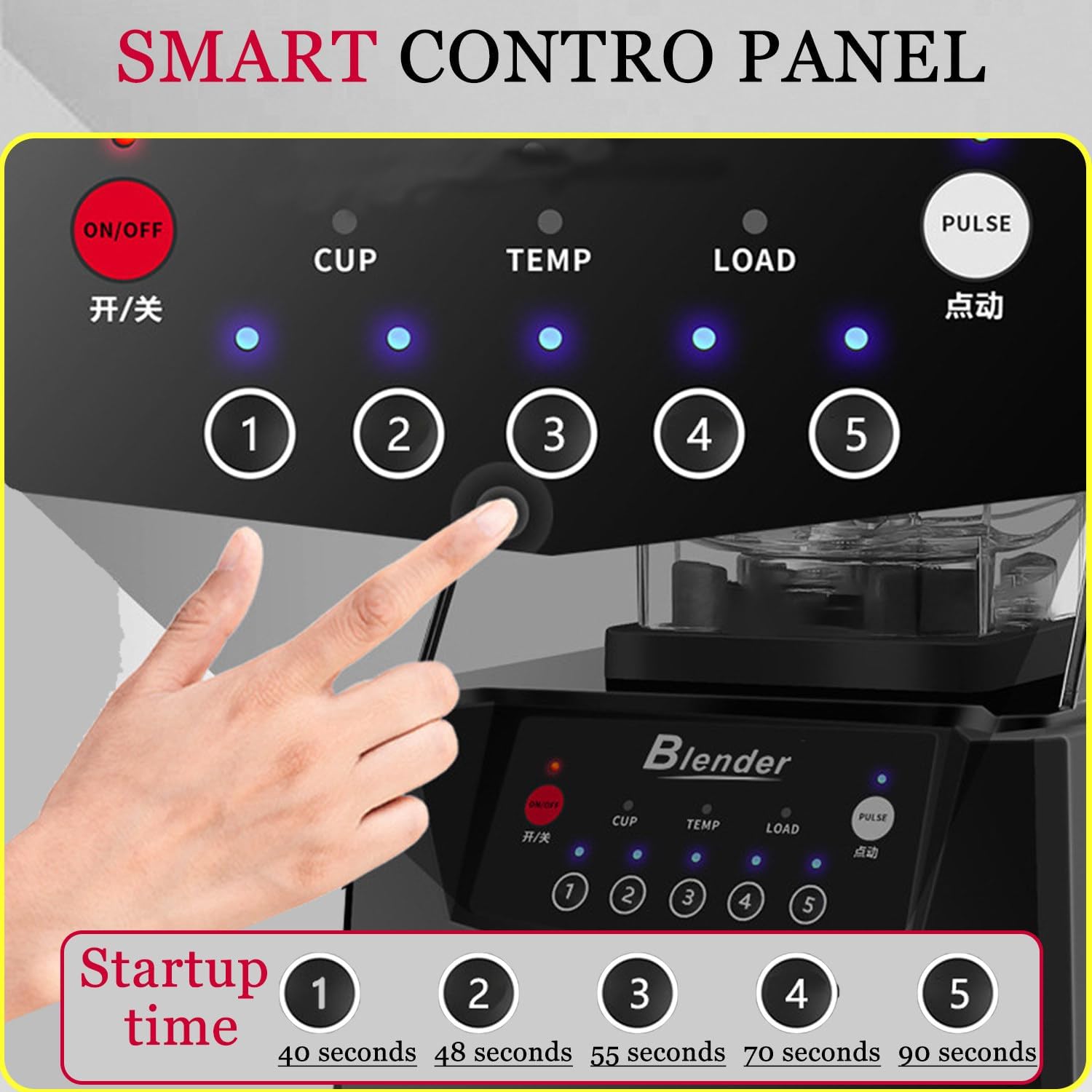 2200w Professional Blender, 5 Speed, 2000ml Bpa Free, 6-Blade Stainless Steel, Heavy Duty For Smoothies, Puree, Crushed Ice, Smoothies 220v