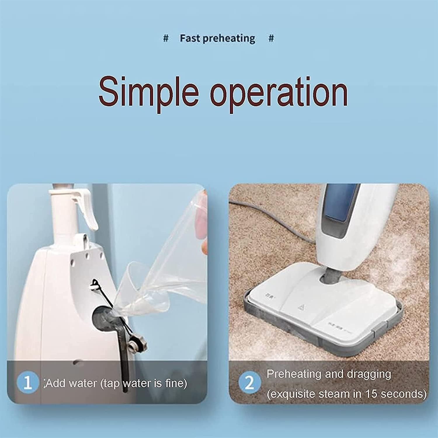 Steam Mop, Professional Floor Steamer Cleaner, Handheld Steam Cleaner for Hardwood Grout Tile Deep Cleaning, 16Ft Long Power Cord, 300ml Water Tank