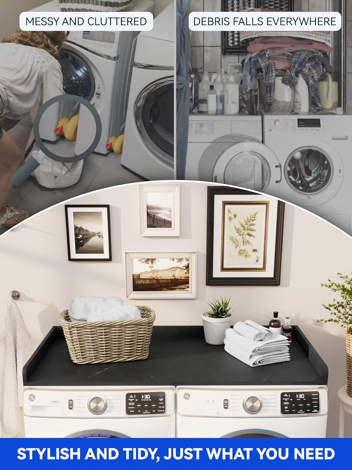 Washer Dryer Countertop with Non Slip Mat, 27.5