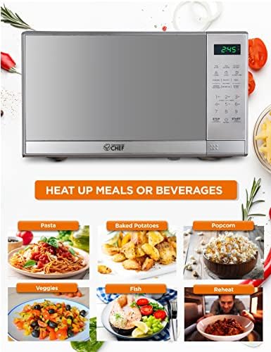 COMMERCIAL CHEF Small Microwave 0.7 Cu. Ft. Countertop Microwave with Digital Display, Stainless Steel Microwave & BLACK+DECKER 4-Slice Toaster Oven with Natural Convection, Stainless Steel