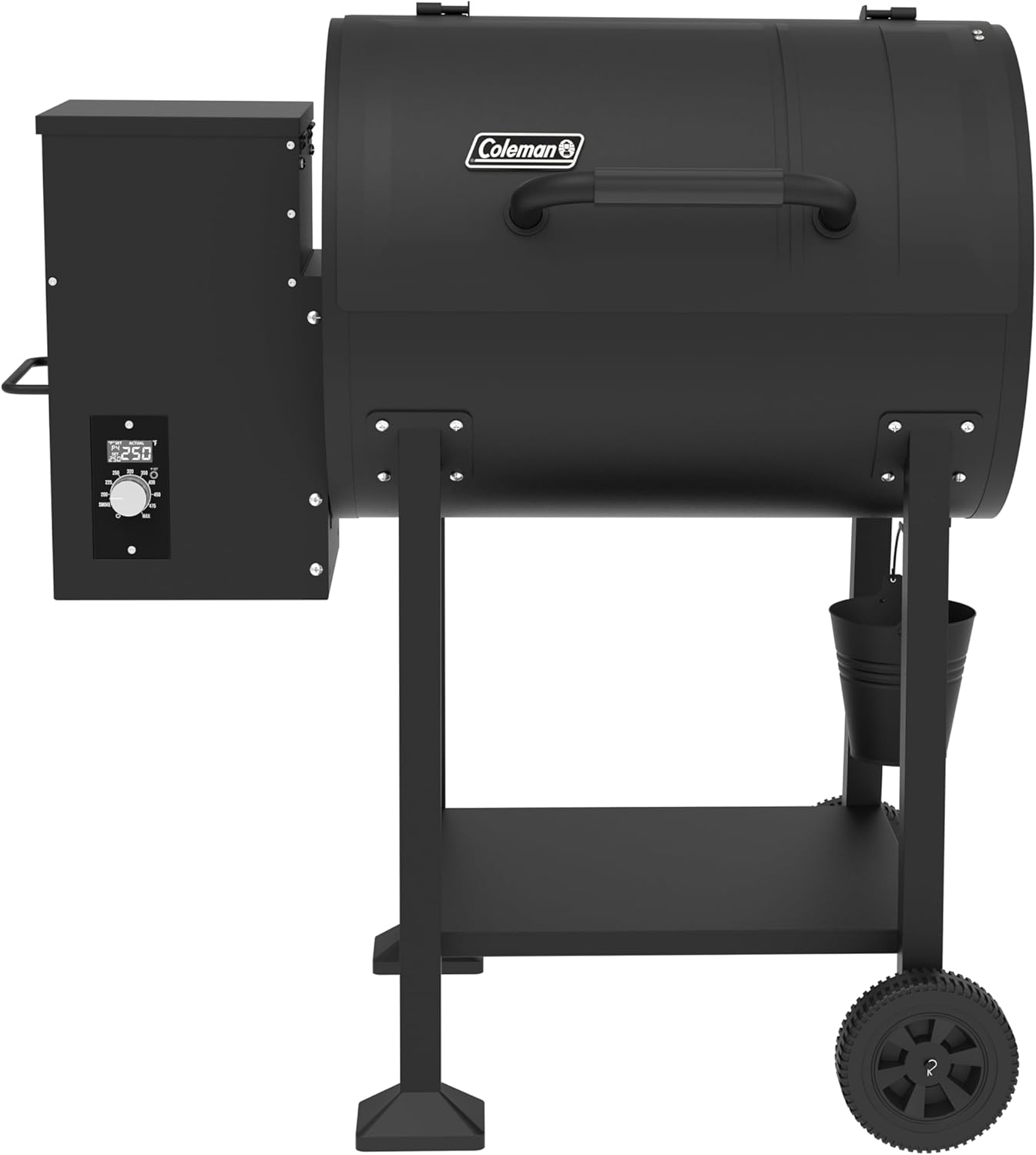 Coleman Cookout 700 Pellet Grill with 690-Sq. In. Total Cooking Surface, 2-Wheel Cart and Shelf Storage in Black, Durable Pellet Smoker Grill for Grilling, Roasting, Baking, Roasting, and Smoking