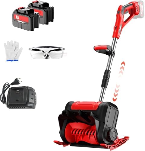 20V Cordless Snow Shovel, 12-Inch Cordless Electric Snow Blower with Adjustable Front Handle&Telescopic Pole, Professional Snow Thrower with 2 X Battery & Quick Charger Included(3ahx2)