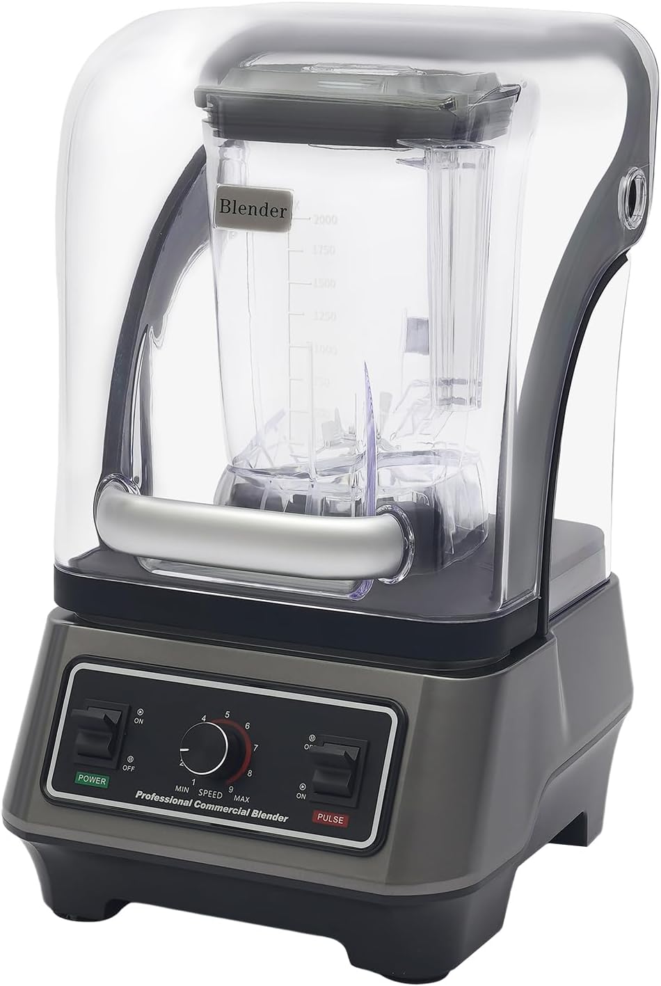 1600W Commercial Electric Blender with Soundproof Shield,67 Oz Quiet Professional Blenders with 6 Food Grade Blade and 9 Gears Adjustable Speed for Slushies, Milkshakes, Juices