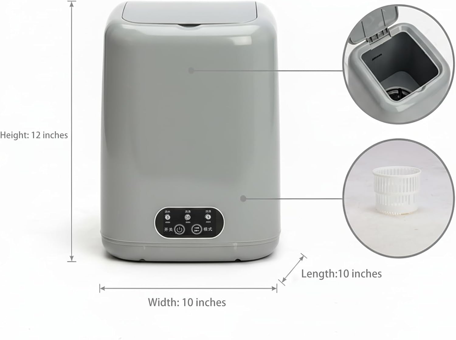 Portable Washing Machine AMZNR, Mini Compact Washer & Dryer Combo, Small Countertop Laundry for Apartments & RVs, Hand Wash Clothes, Lavadora Portatil (Grey)