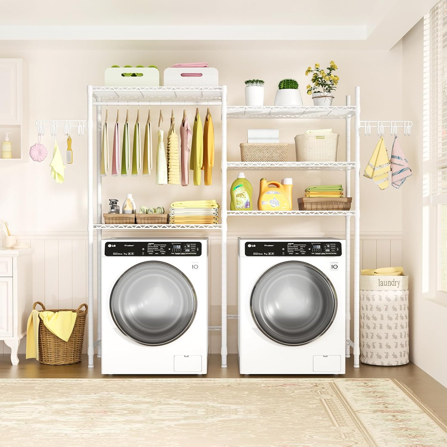 Ulif U6 Clothes Drying Rack, 5-Tier Over Washer and Dryer Laundry Room Storage and Organizer, Heavy-Duty Space Saver, 65.3