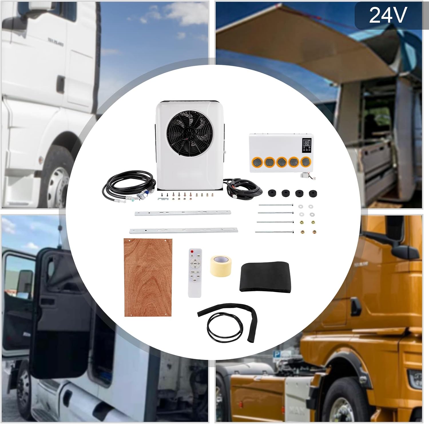 24V Mini Split Air Conditioner Kit with Controller Control, 10238 BTU Mini Split AC/Cooling System for Truck Car (Cab Within 6㎡/64ft²) White 950W, Only Cooling