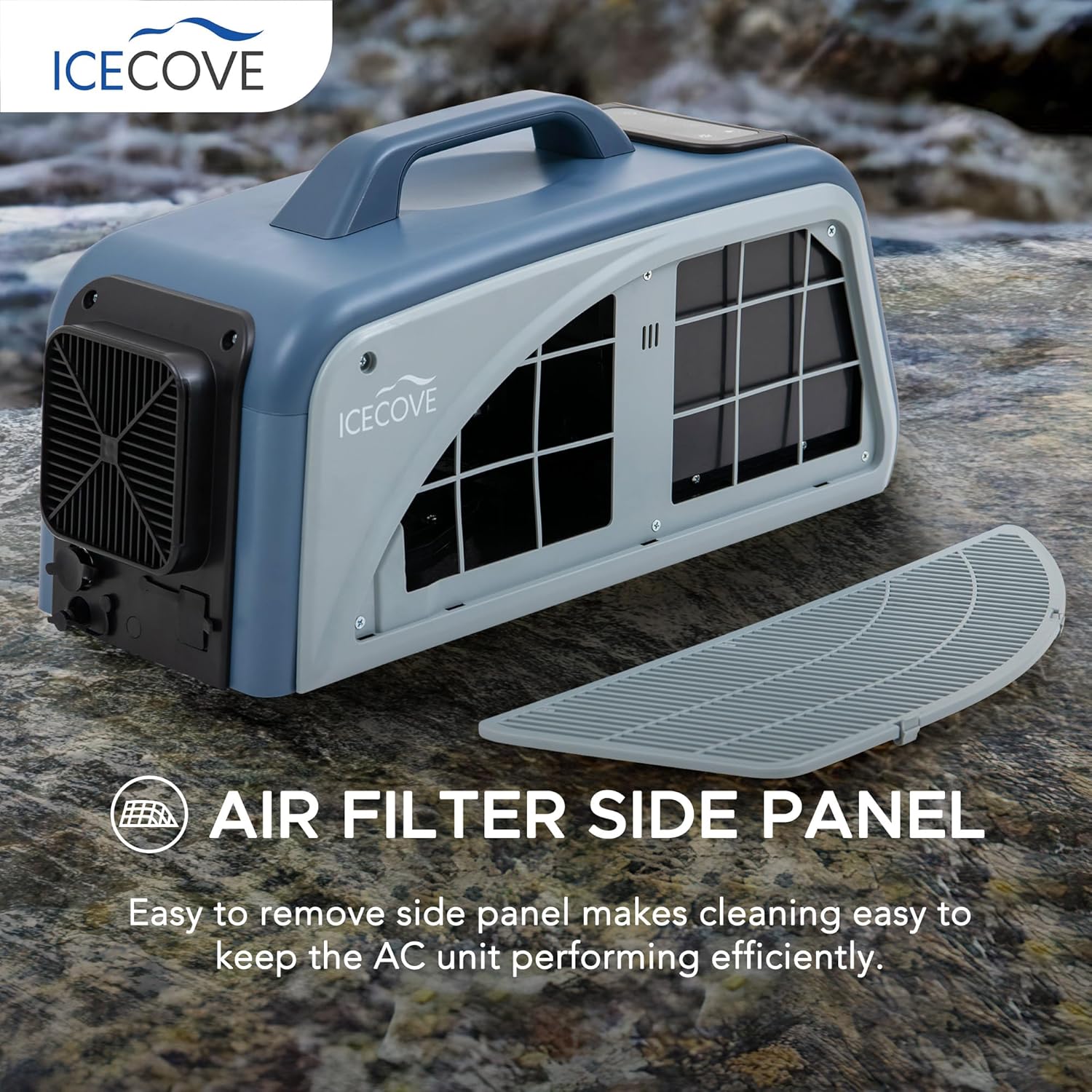 IceCove Portable Air Conditioner, 2500BTU Fast Cooling Car AC Unit, 250W Low Power Consumption, 25.5VDC, 2 Fan Speed, 3 Light Mode for Tent Camping RV Truck Van Life Home (Battery Not Included), Blue