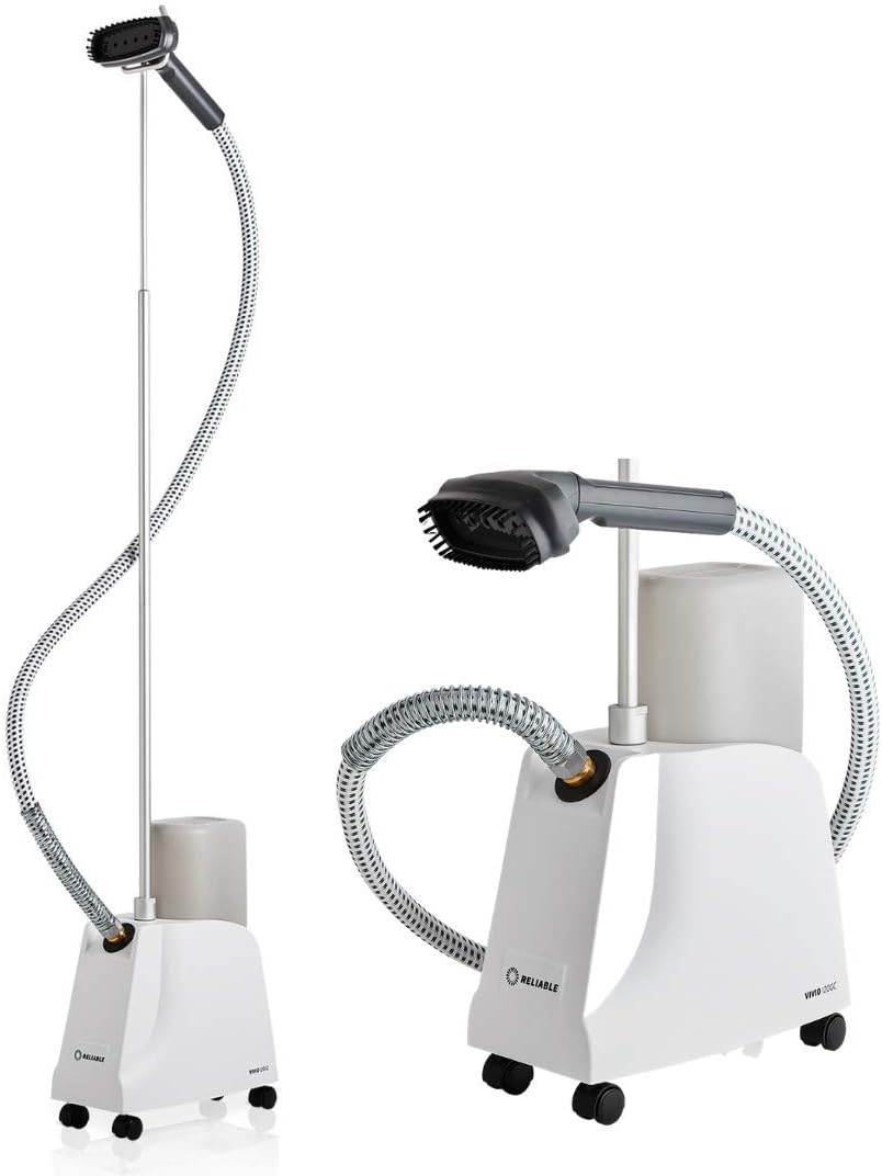 Reliable VIVIO 120GC Garment Steamer - 1300W Professional Steamer for Clothes with Fabric Brush, Standing Garment Steamer with Fabric Covered Steam Hose, 2 Hours Continuous Steam 2 Minute Heat-Up Time