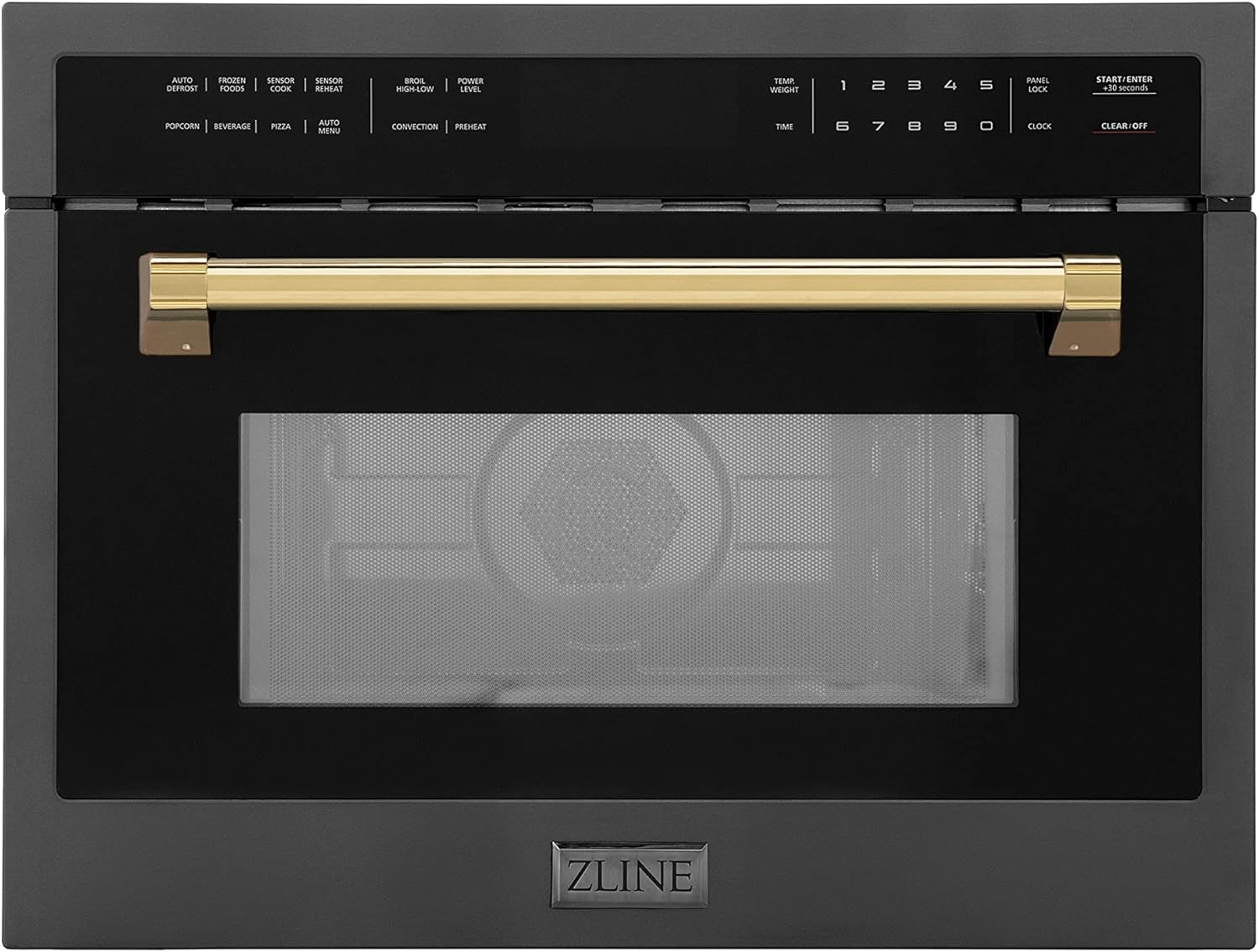 ZLINE Autograph Edition 30” 1.6 cu ft. Built-in Convection Microwave Oven in Black Stainless Steel and Champagne Bronze Accents