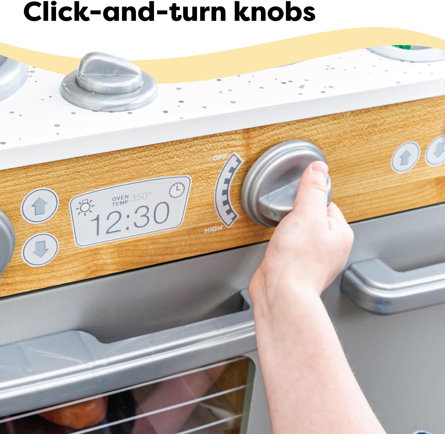 KidKraft Uptown Natural Wooden Play Kitchen with Play Phone, Chalkboard & Towel Rack, Gift for Ages 3+