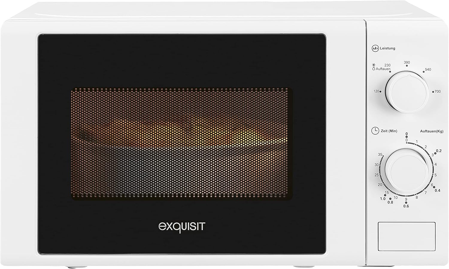 Exquisit MW900-030 Stand Mikrowelle, 44 cm breit, 700W, 20L, 5 Leistungsstufen, white