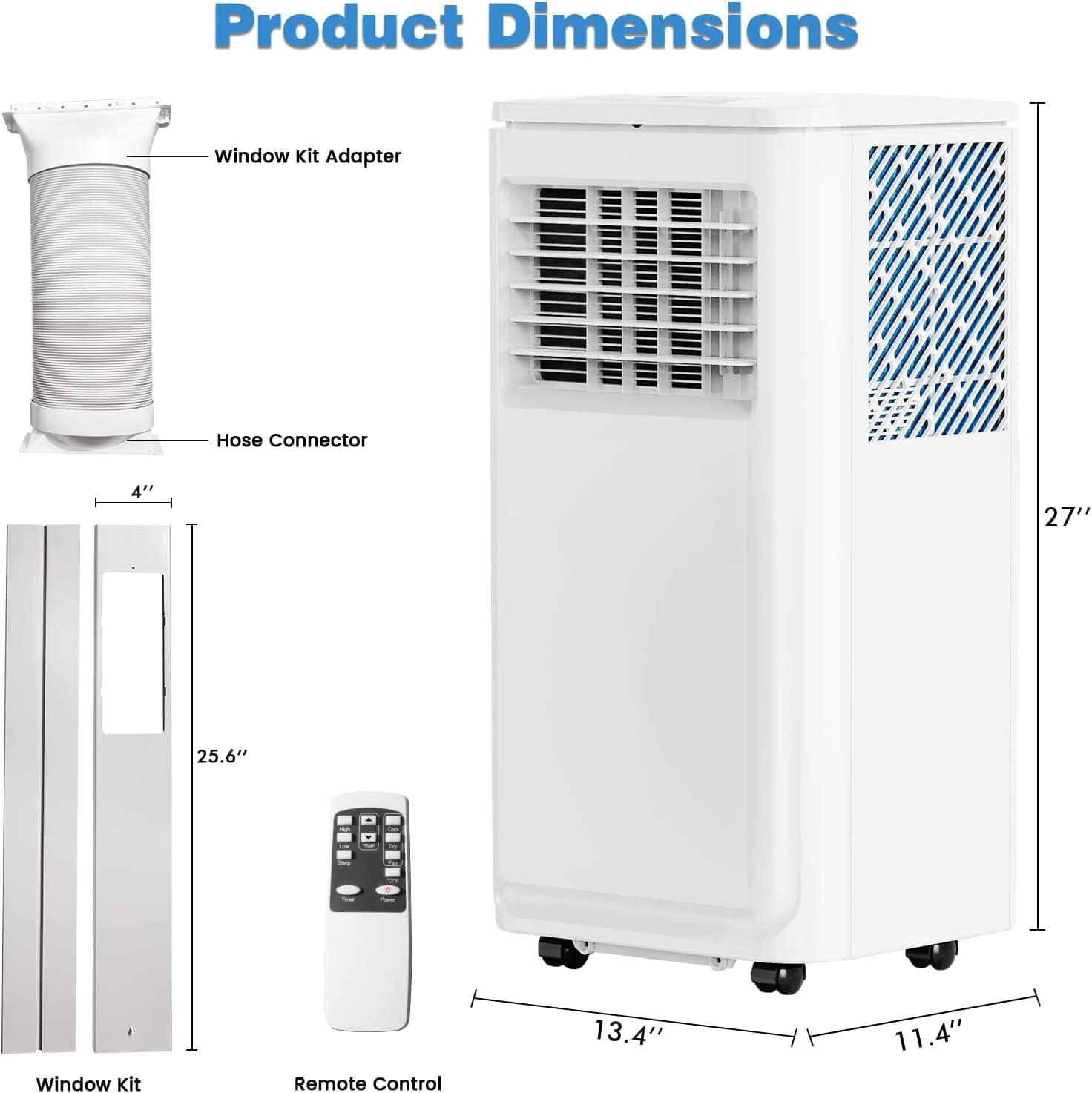 OFIKA 8000 BTU Portable Indoor Air Conditioner,Portable AC Unit for Room Up to 350 Sq.Ft,3-in-1 Room Air Conditioner with Remote Control,Digital Display,Window Mount Kit,24H Timer White (8000BTU)