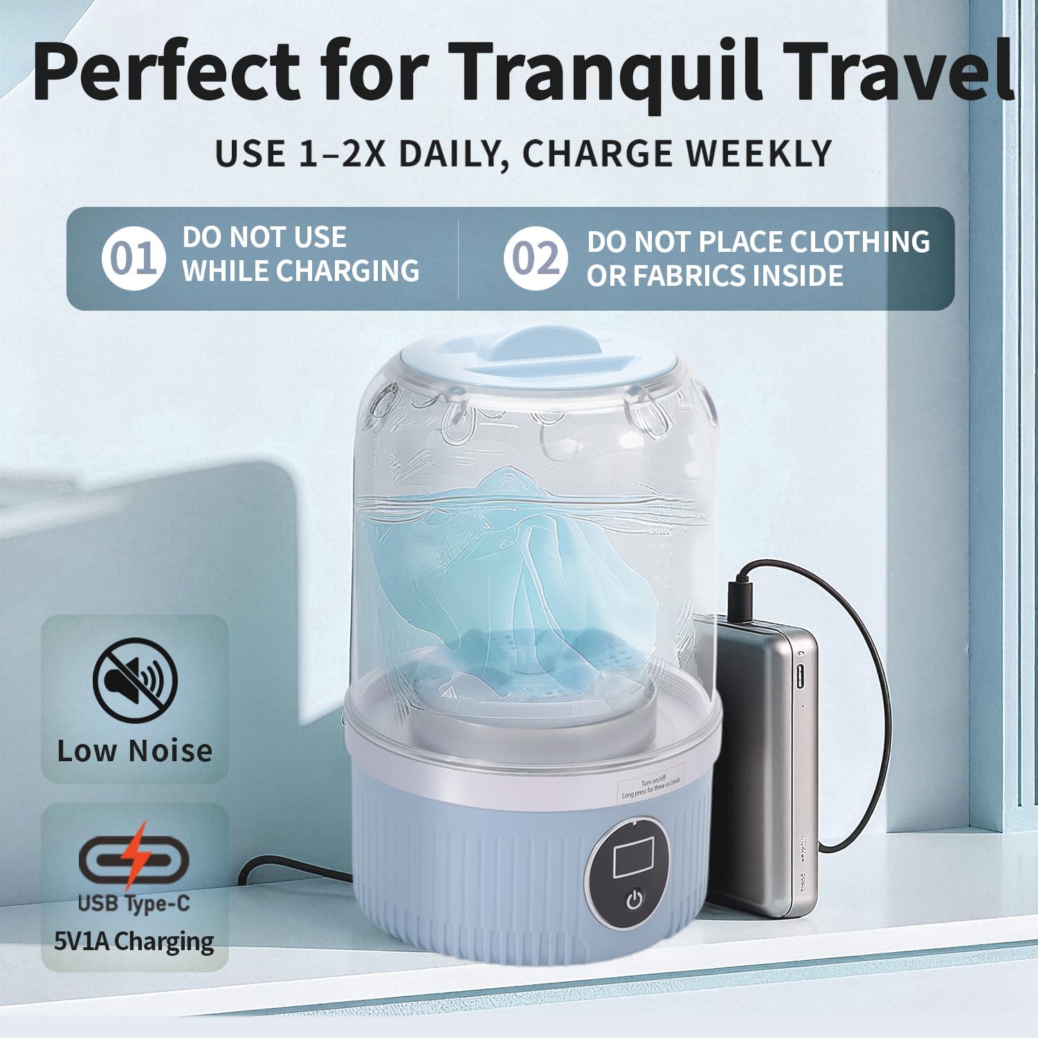 Underwear Washing Machine, BPA-free Portable Mini Washer for Socks, Baby Clothes, Cordless Small Laundry Cup for Travel, Dorm, Apartment, RV, Camp, Kids