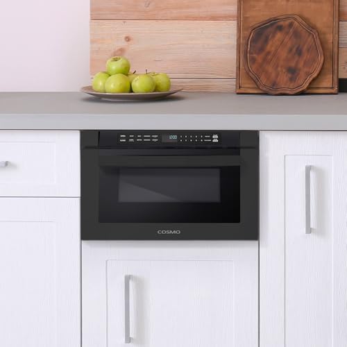 Cosmo COS-12MWDBK 24 in. Haven Collection 1.2 cu. ft. Built-in Microwave Drawer, 1000W, Touch Controls, Defrosting Rack in Matte Black