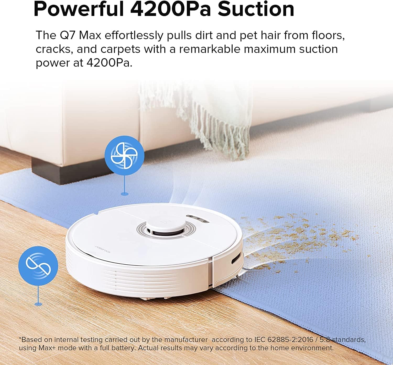 Roborock Q7 Max Robot Vacuum with Rubber Main Brush Bundle, 4200 Pa Strong Suction, LiDAR Navigation, APP-Controlled Mopping, 180min Runtime, Compatible with Alexa, Perfect for Pet Hair (White)