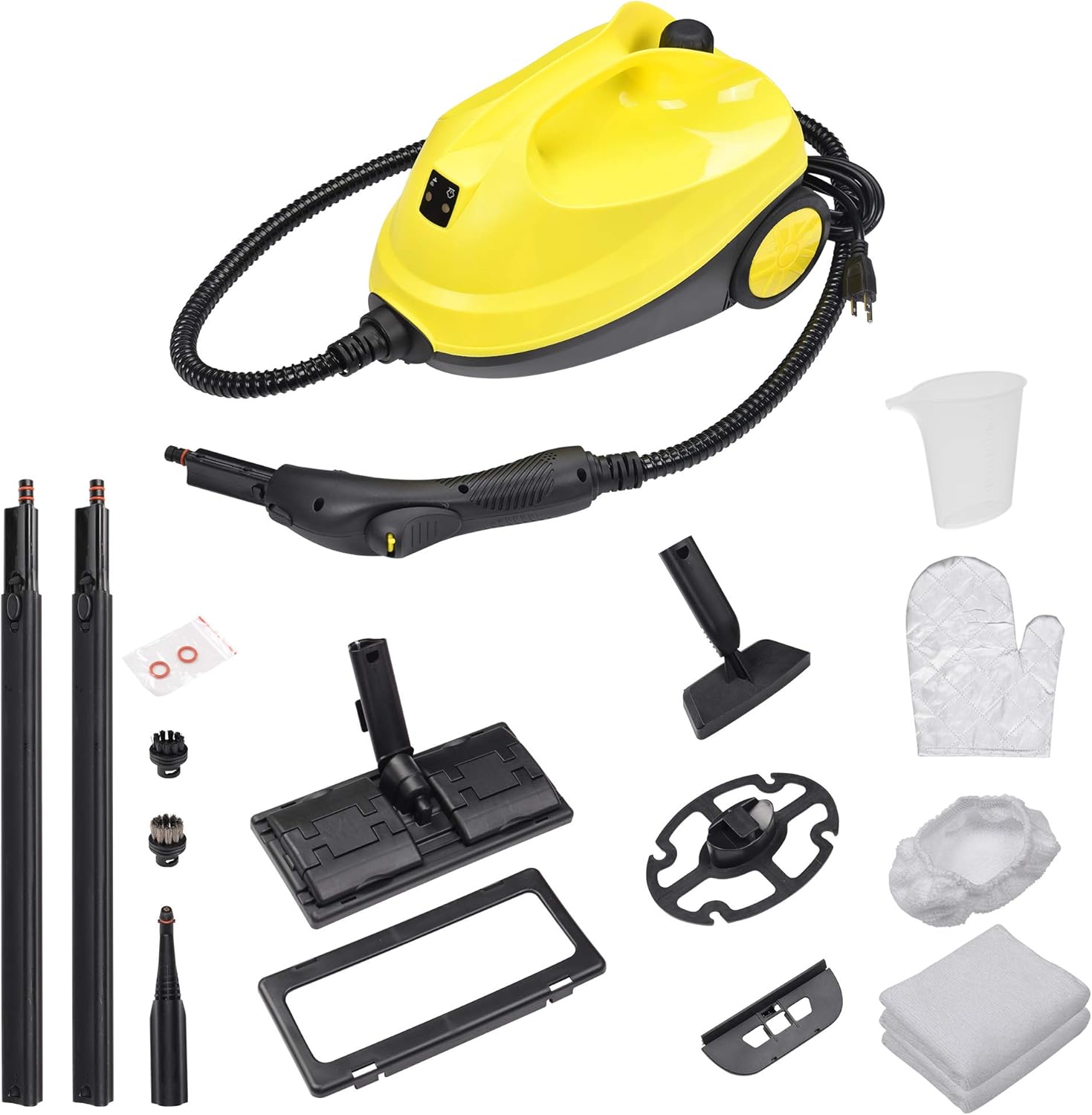 Multifunctional Steam Cleaner with Versatile Accessories and Steam Lock, Steam Mop with 5ft Pipe and 360degree Wheel Great for Most Floors, Counters, Appliances, Windows, Autos, and More