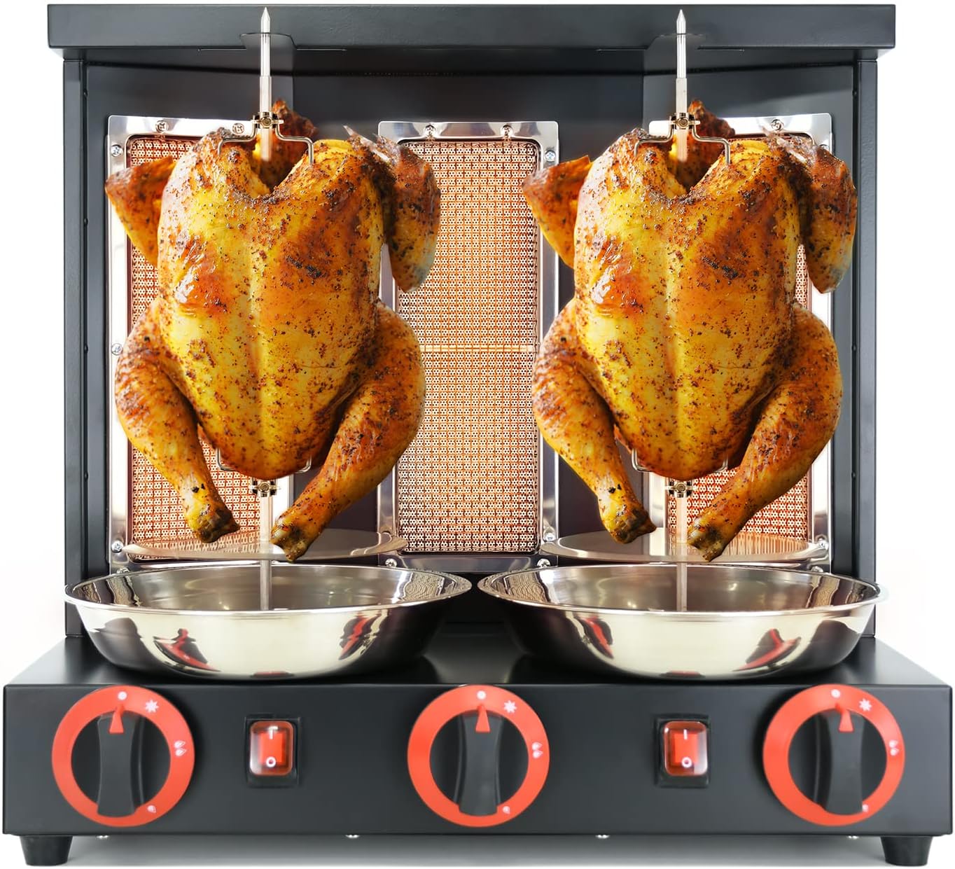 Shawarma Machine Commercial Shawarma Rotisserie Vertical Kebab Broiler Gyro Grill Rotating Kebab with 3 Burner Propane,Black
