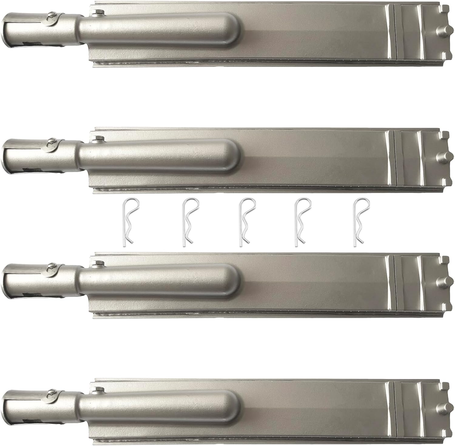 4 Pack Upgraded 15 13/16 Inch Cast Stainless Steel Burner Gas Grill Replacement Parts for Jennair 720-0061, 720-0062, 720-0063, 720-0100, Nexgrill 720-0671, 720-0165, Charbroil Cal Flame Beefeater