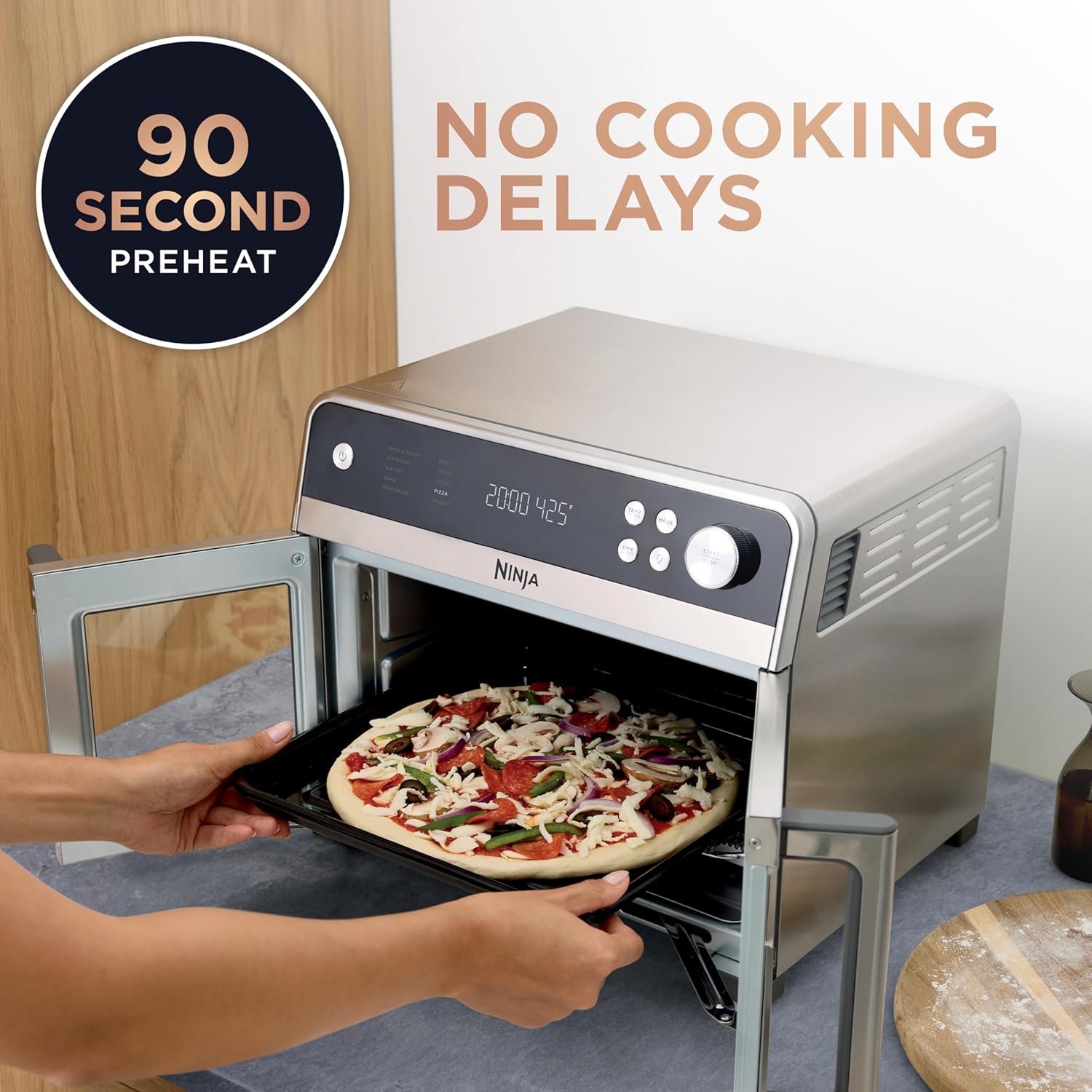 Ninja | French Door Premier | Air Fryer, Convection Oven, Toaster | 5-qt Air Fry Basket, Sheet Pan, Wire Rack, Broil Rack | PFAS-free Cooking Surface, Dishwasher-safe Accessories | FO101 (NEW)