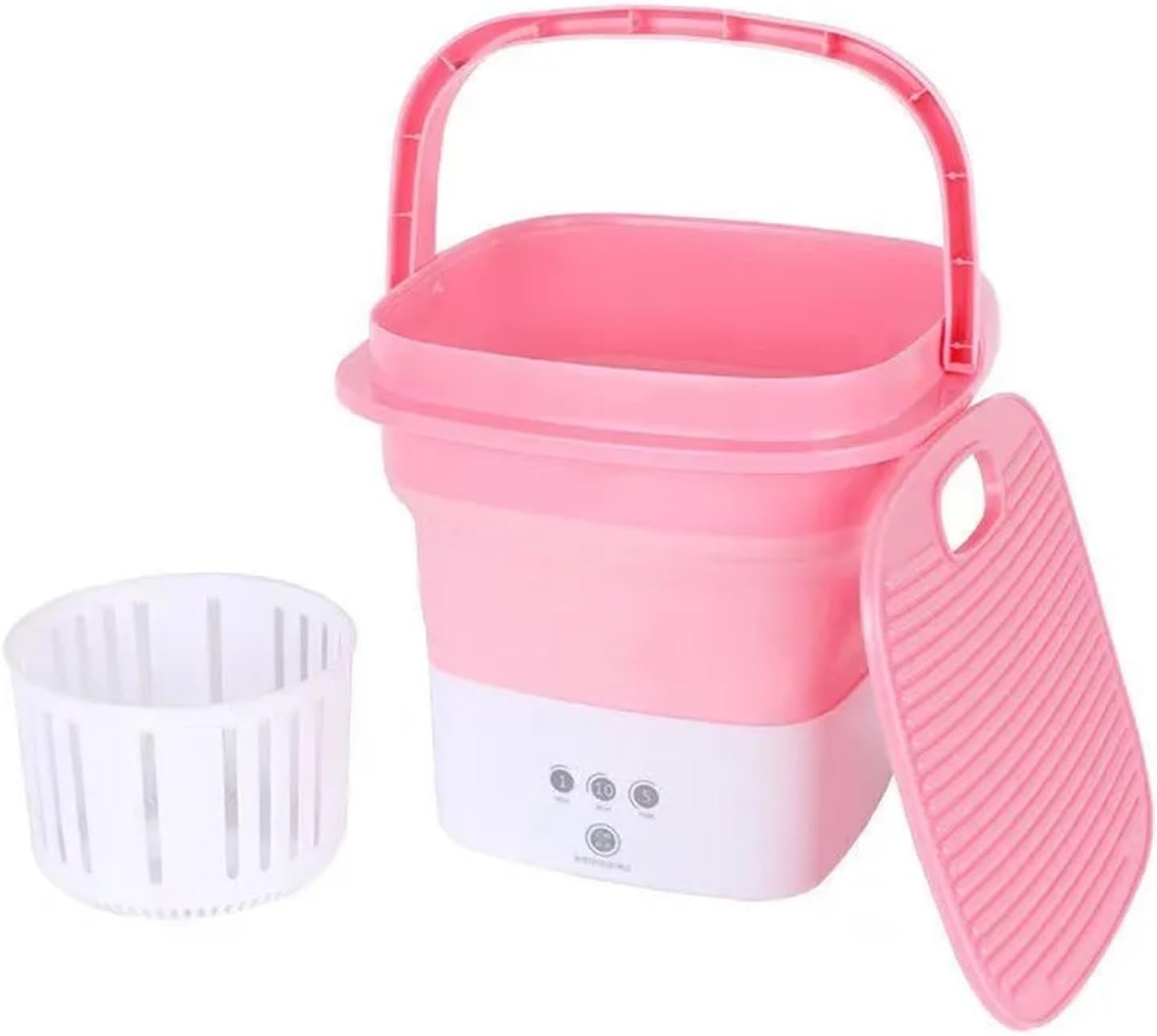 Compact Laundry. Mini Washing Machine For Clothes With Bucket Socks Underwear Folding Portable Drying Centrifuge .Portable(Pink)