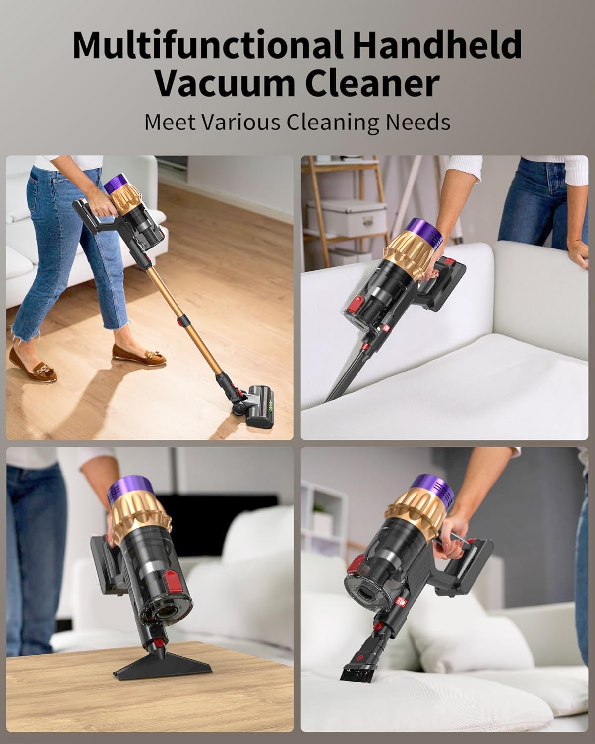 Cordless Vacuum Cleaner, 650W 50KPA 70Mins, Upgraded Vacuum Cleaners for Home, Self-Standing Stick Vacuum with Anti-Tangle Brush, LED Touch Screen for Hardwood/Carpet/Pet Hair/Car