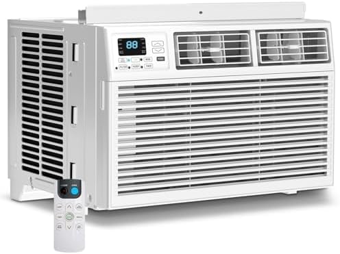 Window AC Unit, 10000 BTU Window Air Conditioner, Cool Rooms up to 450 Sq.Ft., 6-in-1 Modes,24H Timer, Energy Saving, Remote Control, Perfect for Bedroom, Apartment, Living Room, Office