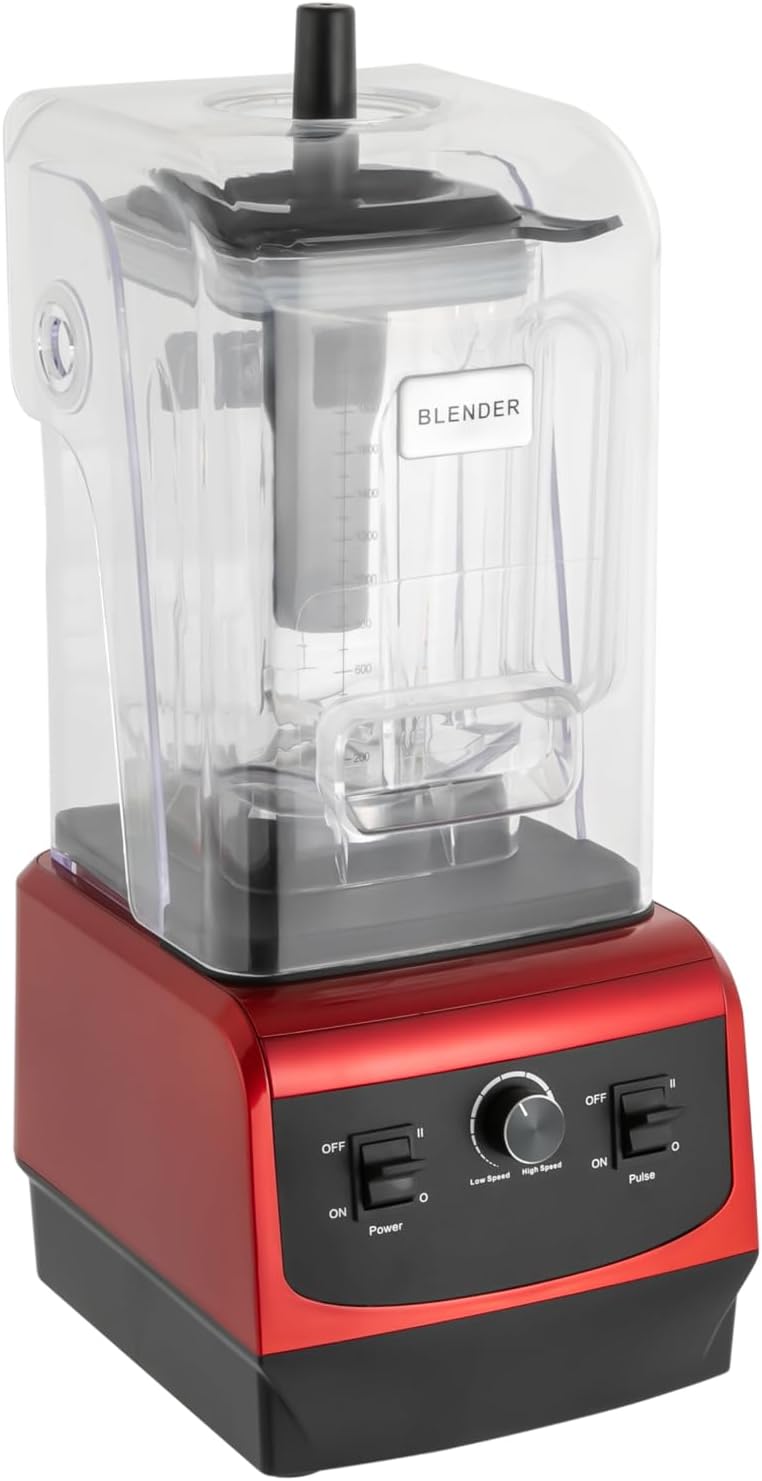Professional Blender for Kitchen, 2200W Electric Commercial Countertop Blender Milkshake Mixer, Mixed Drink Smoothie Maker for Home Restaurant, Speed Control, 2.2L/0.6Gal Cup, Red