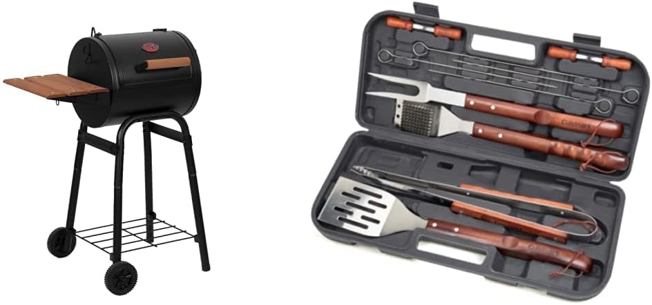 Char-Griller Patio Pro Charcoal Grill + Cuisinart Deluxe Pizza Grilling Pack (13-Piece)