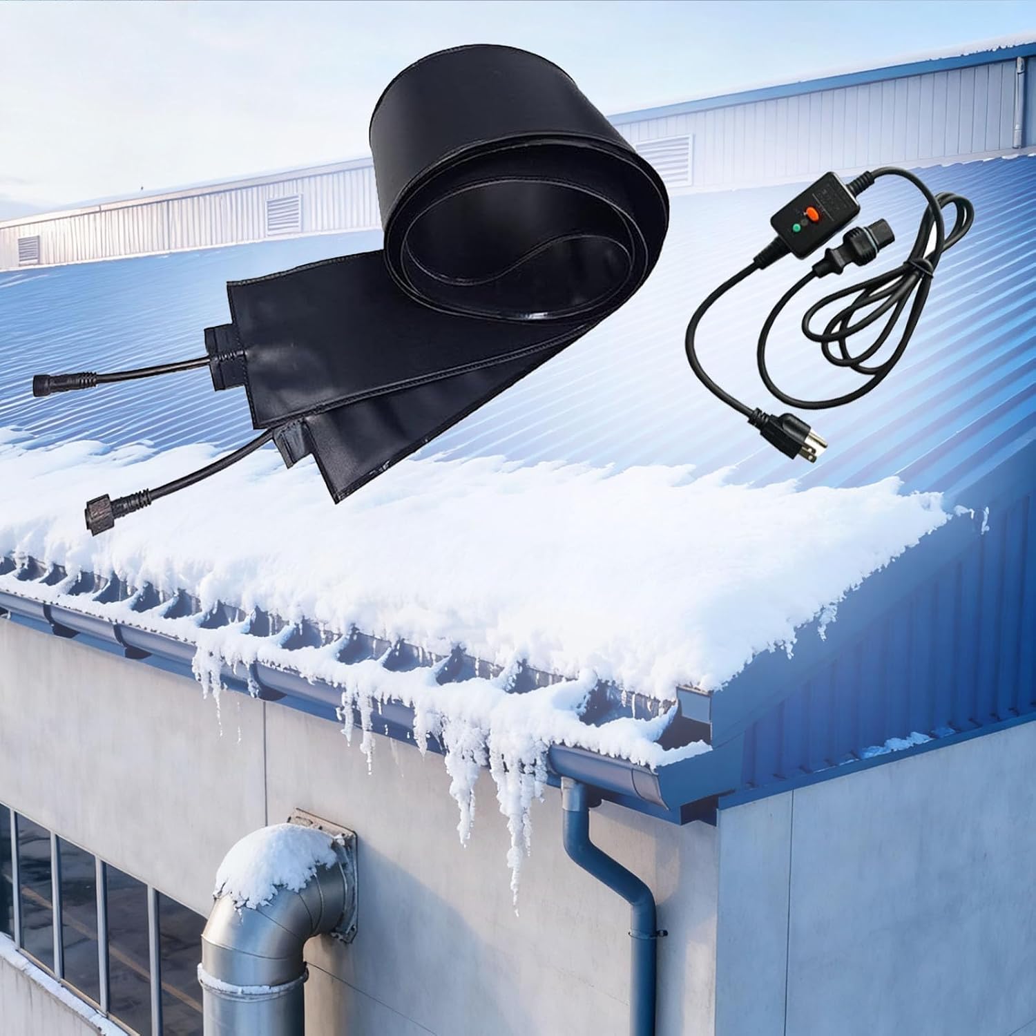 Heated Snow Melting Mats,Gutter Heaters,Heater Ice Dam Prevention Heated Outdoor Mats,Max Temperature Of 45°C, 12 cm Wide Design,for Roof Gutters And Factory/Warehouse