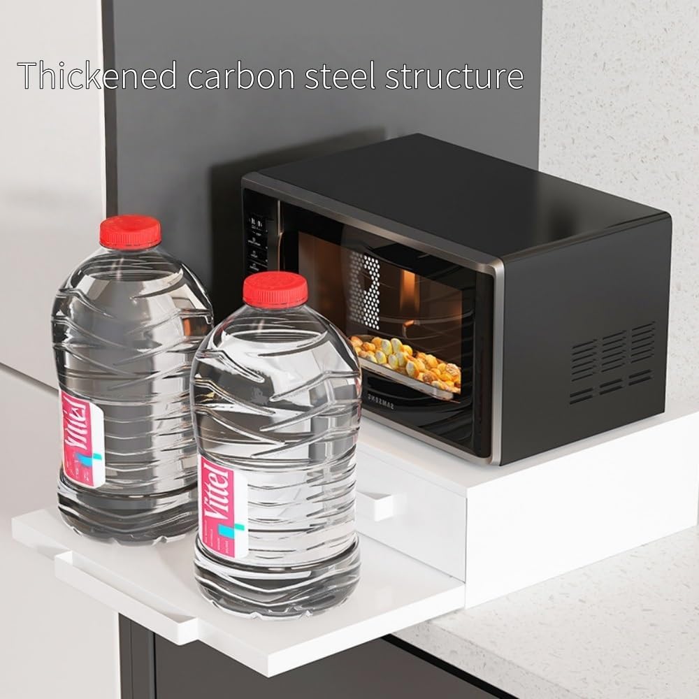 Countertop Microwave Rack with Storage, Adjustable Kitchen Stand for Oven, Rice Cooker & Small Appliances Organizer(Black)