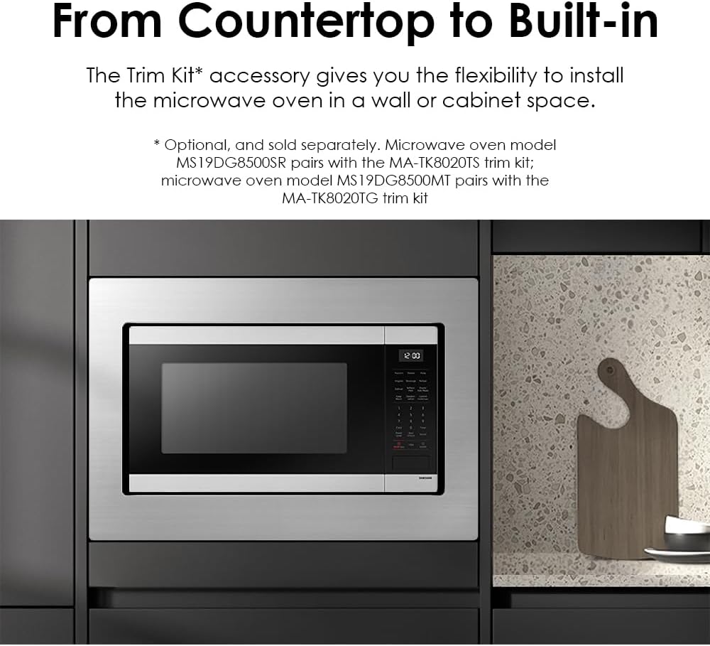 SAMSUNG 1.9 cu. ft. Countertop Microwave with Sensor Cooking, Matte Black Stainless Steel, MS19DG8500MTAA