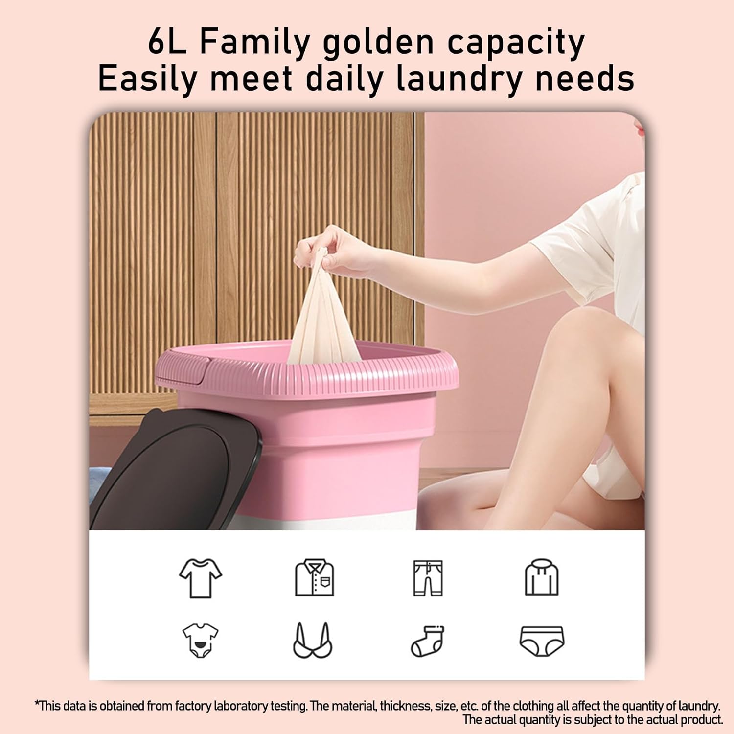 DELURA Foldable Washing Machine with Drain Basket Mini Portable Washing Machine, Portable Washer Machine-6L Capacity (Color : A)