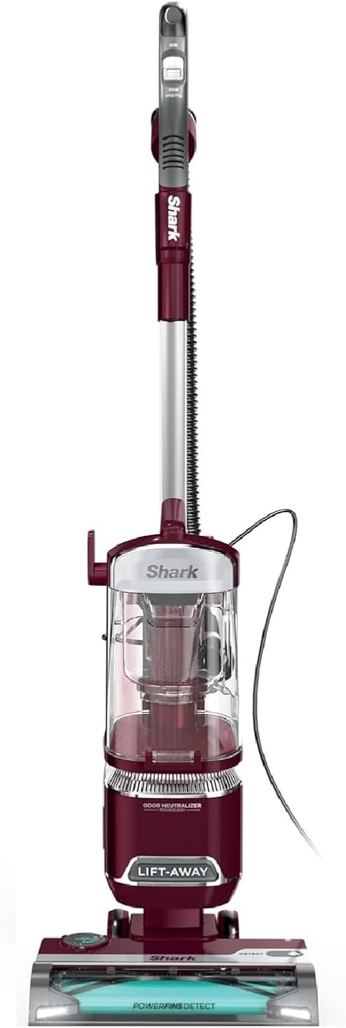 Shark Detect Lift-Away Upright Vacuum with PowerFins Detect Corded Self-Cleaning Brushroll for No Hair Wrap, Anti-Allergen Complete Seal, and Odor Neutralizer Technology (Renewed) (QU491QRD-Burgundy)