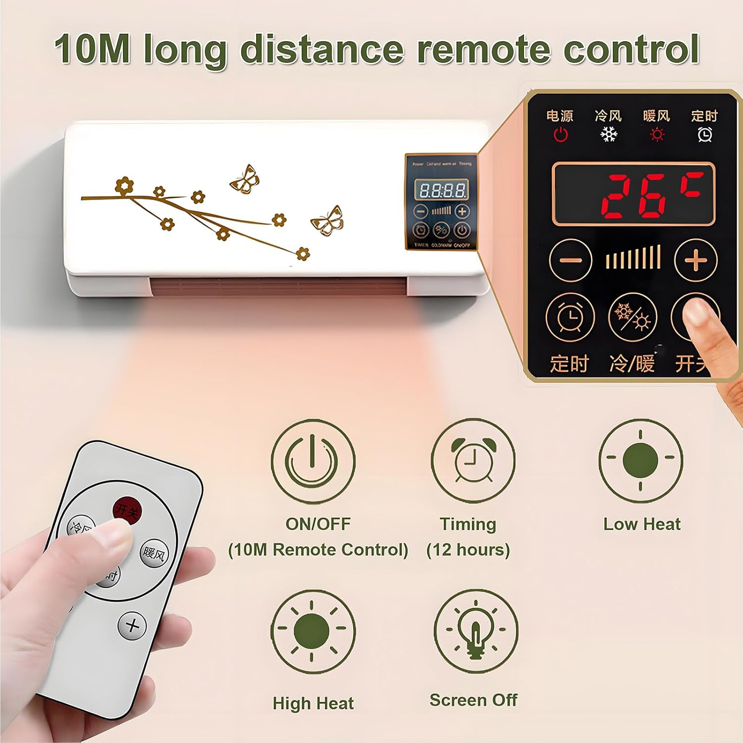 Enchantia Ductless Wall Air Conditioner, Wall-Mounted Desktop 2 In 1 Wall Mounted Ac, Silent Portable Smart Air Conditioner with Remote Control for Home Bedroom Living Room