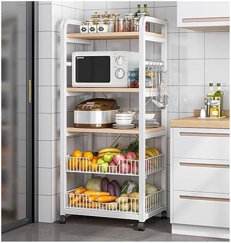Microwave Stand Microwave Oven Rack Microwave Stand Kitchen Baker Rack Utility Storage Shelf Microwave Stand Industrial Microwave Oven Stand For Spices Microwave Shelf Microwave Rack (Bianco 5)