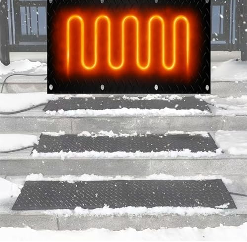 Heated Snow Melting Mat, Fast Ice Melt Pad for Outdoor Use, Non-Slip Rubber Design for Steps, Decks, Doorways & Driveways, 5 Pcs-10x48in