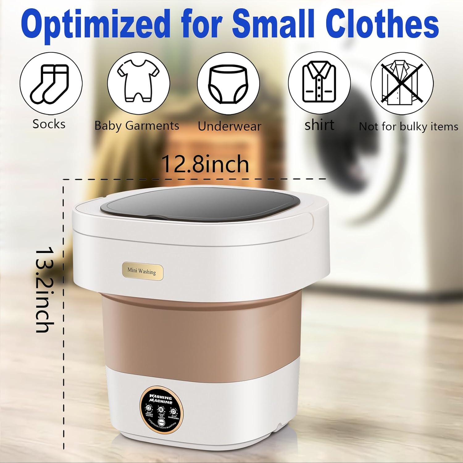 16L Portable Washing Machine with 30 Laundry Tablets, Mini Foldable Washer for Underwear Baby Clothes Socks, 3 Washing Modes, Portable Washer Ideal for Dorms, Apartments, RVs & Camping