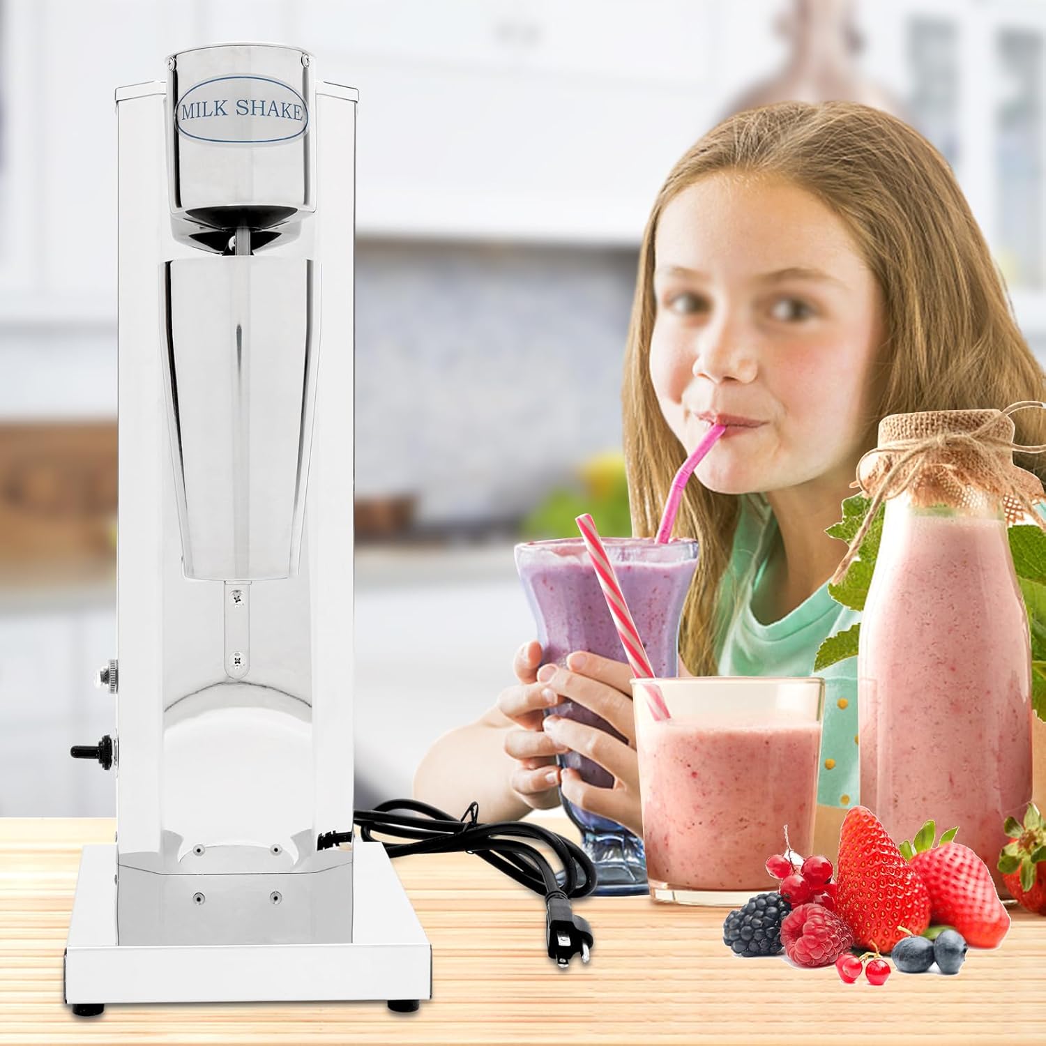180W Milkshake Maker Drink Malt Mixer Shake Machine Frozen Smoothie Soft Ice Cream Maker Blender Stainless Milk Single Head